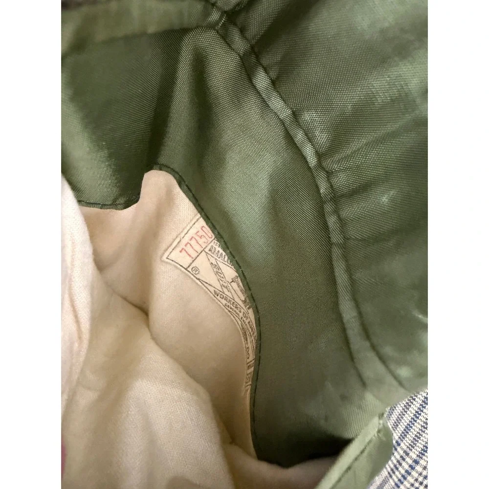 Vintage 60s Bespoke Glen Plaid Sport Coat Blazer Olive Tan 40L Union Made